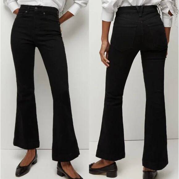 VERONICA BEARD Carson High Rise Ankle Flare Jeans Washed Onyx Black Sz 32 {3Z29} - Picture 1 of 6